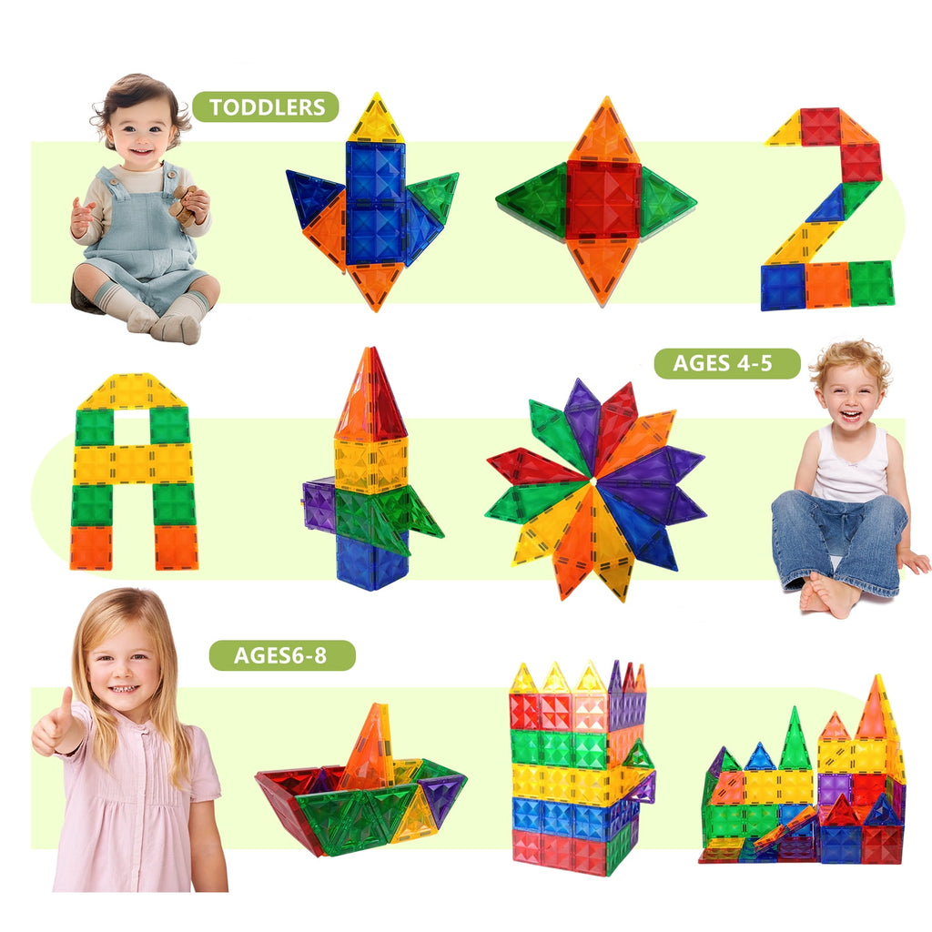ATBXHZSZ 26Pcs Magnetic Tiles for Kids Magnetic Building Blocks STEM Learning Toys Educational Toddler Toys for 3-12 Years Old Boys Girls
