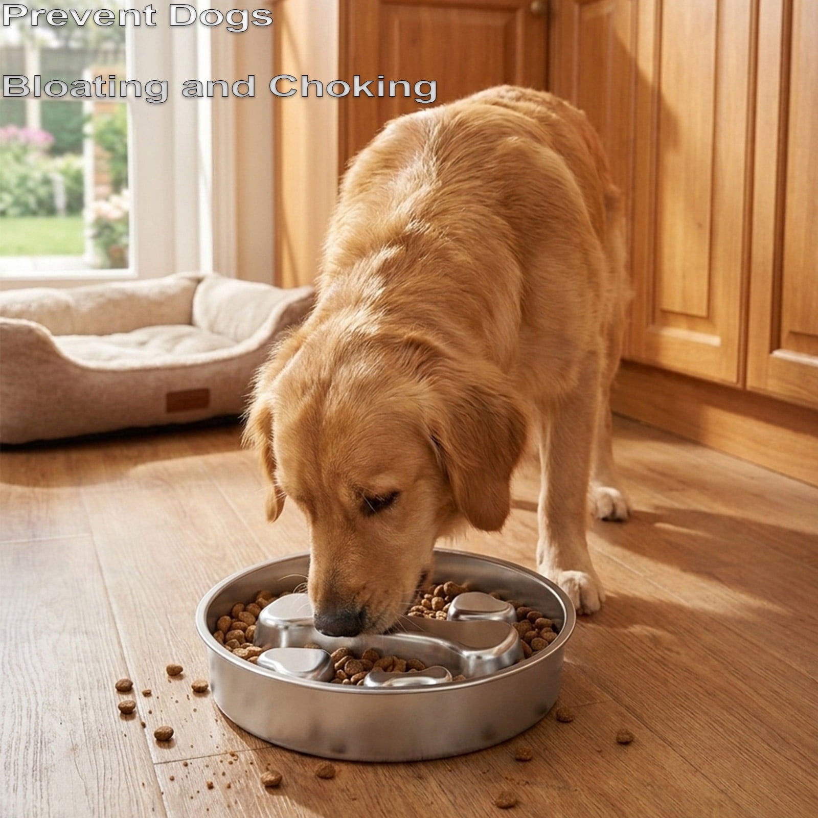 ATBXHZSZ Slow Feeder Dog Bowls, Stainless Steel Dog Bowls, Anti-Choking Puzzle Dogs Food Bowls, 2 Cups for Medium Breeds