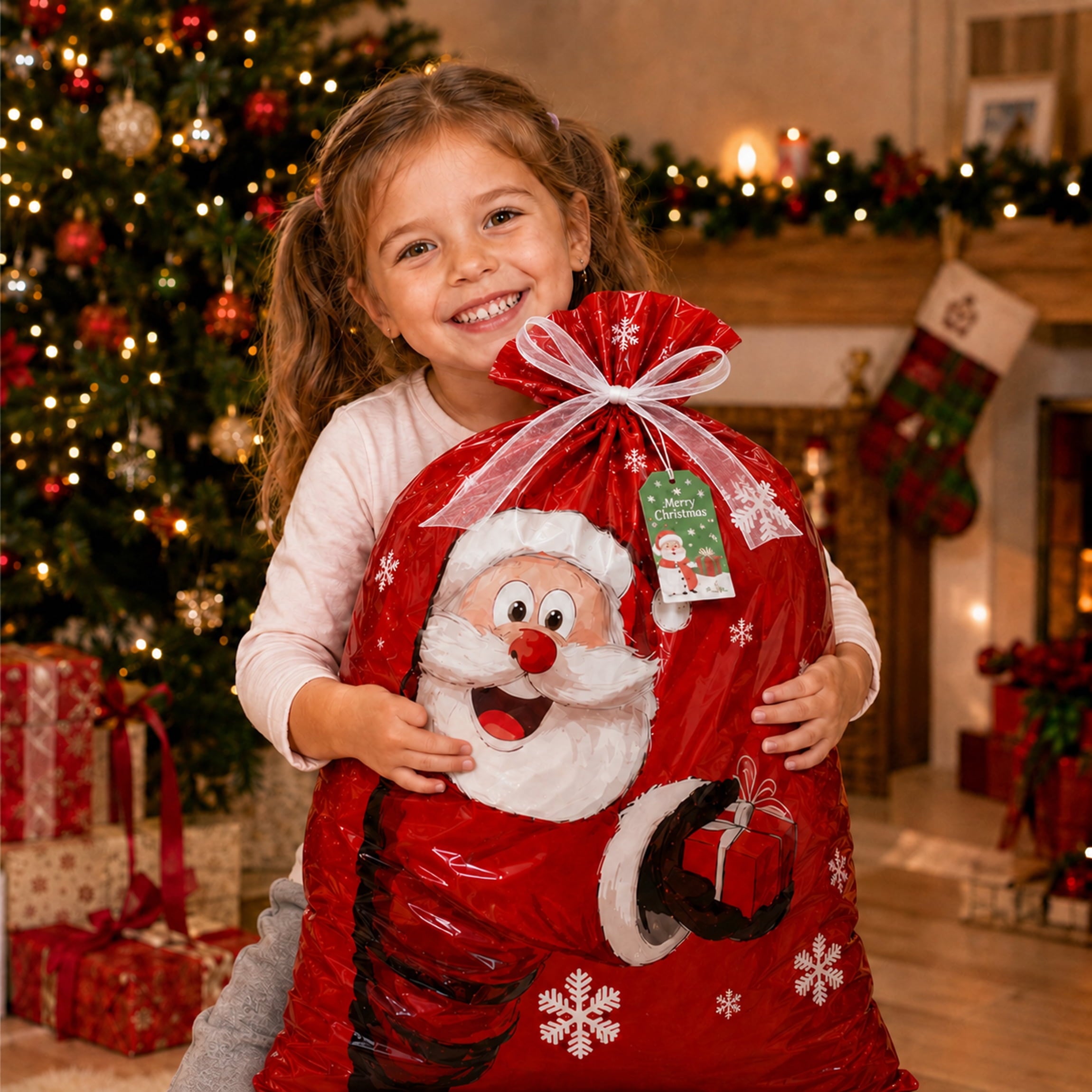 ATBXHZSZ 30Pcs Christmas Gifts Bags Assorted Sizes Small Medium Large Multicolor Christmas Drawstring Gift Bags Aluminum Foil Reusable Holiday Xmas Presents Wrapping with Tags