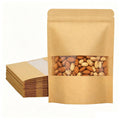 ATBXHZSZ 100 Pack Resealable Bags, Stand-Up Pouches Kraft Bags for food with Transparent Window for Small Business and Home (3.9 x 5.9 Inches)