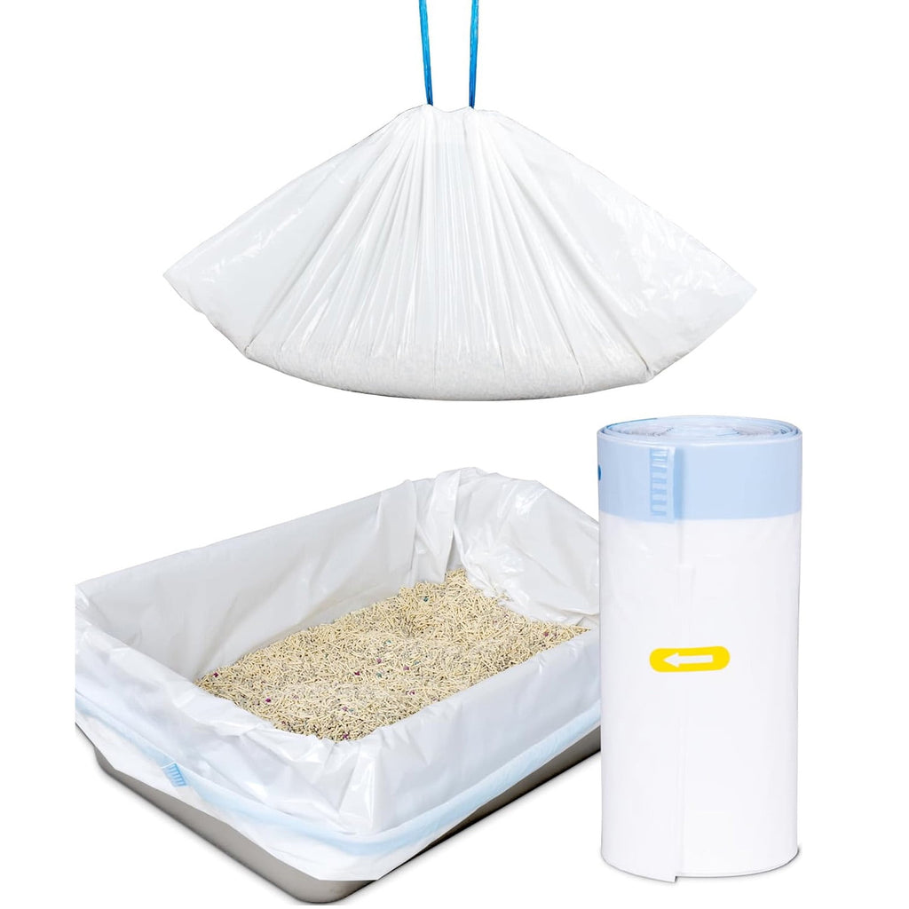 ATBXHZSZ 120 Count Cat Litter Bags Litter Box Liners for Automatic Litter Box for Robot 4/3 Drawstring Cat Trash Bags Heavy Duty Extra Thick