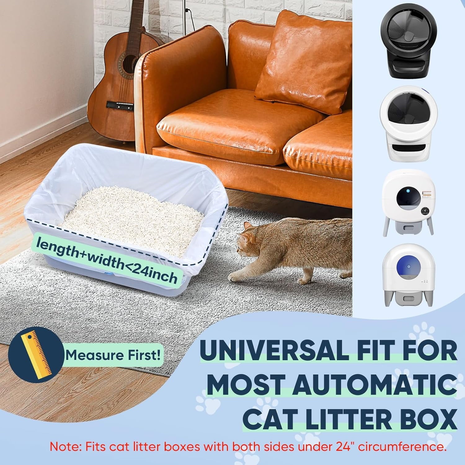 ATBXHZSZ 60 Count Cat Litter Bags Litter Box Liners for Automatic Litter Box for Robot 4/3 Drawstring Cat Trash Bags Heavy Duty Extra Thick