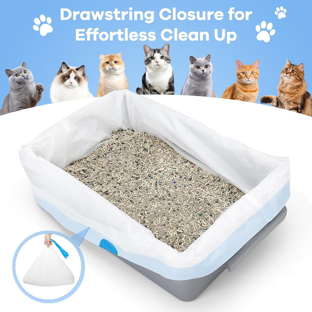 ATBXHZSZ 120 Count Cat Litter Bags Litter Box Liners for Automatic Litter Box for Robot 4/3 Drawstring Cat Trash Bags Heavy Duty Extra Thick