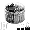 ATBXHZSZ 340 Count Binder Clips and Paper Clips Set Office Supplies, Assorted Sizes, Black