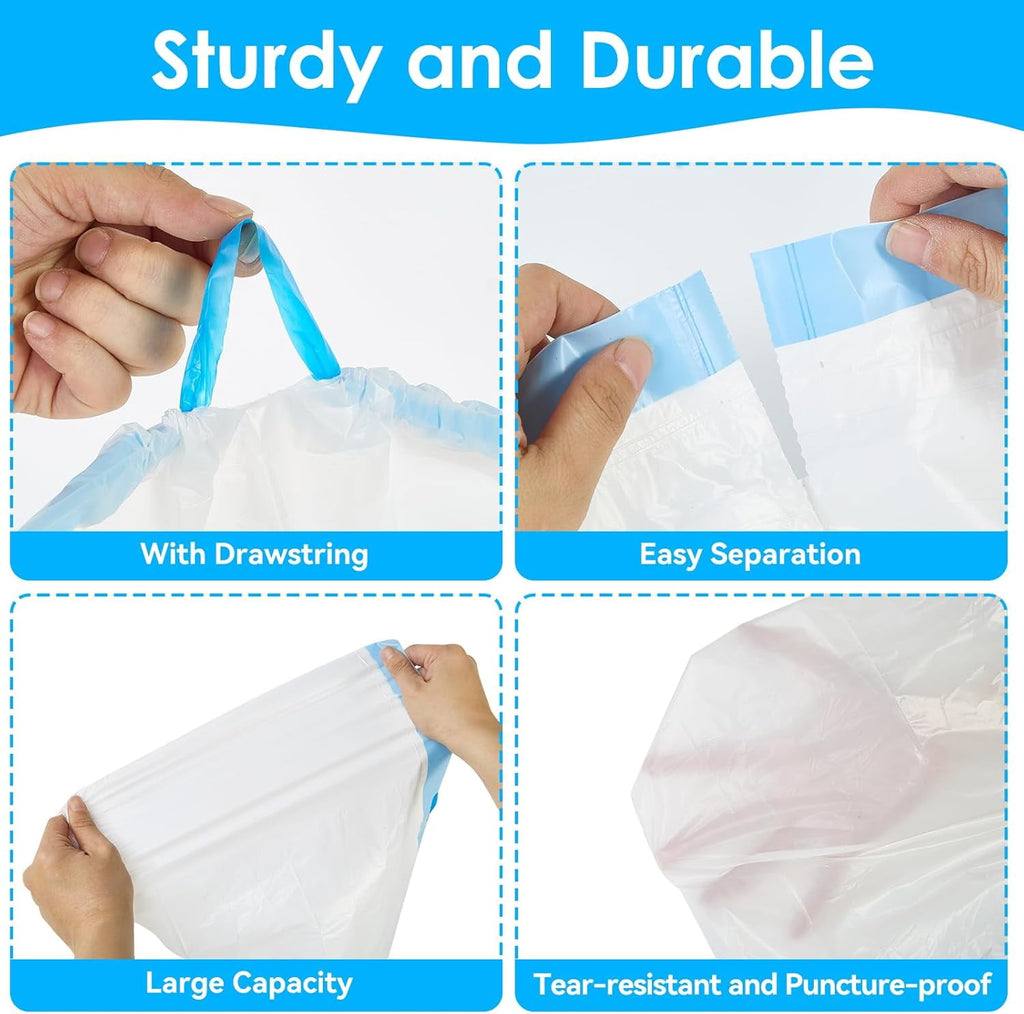 ATBXHZSZ 60 Count Cat Litter Bags Litter Box Liners for Automatic Litter Box for Robot 4/3 Drawstring Cat Trash Bags Heavy Duty Extra Thick