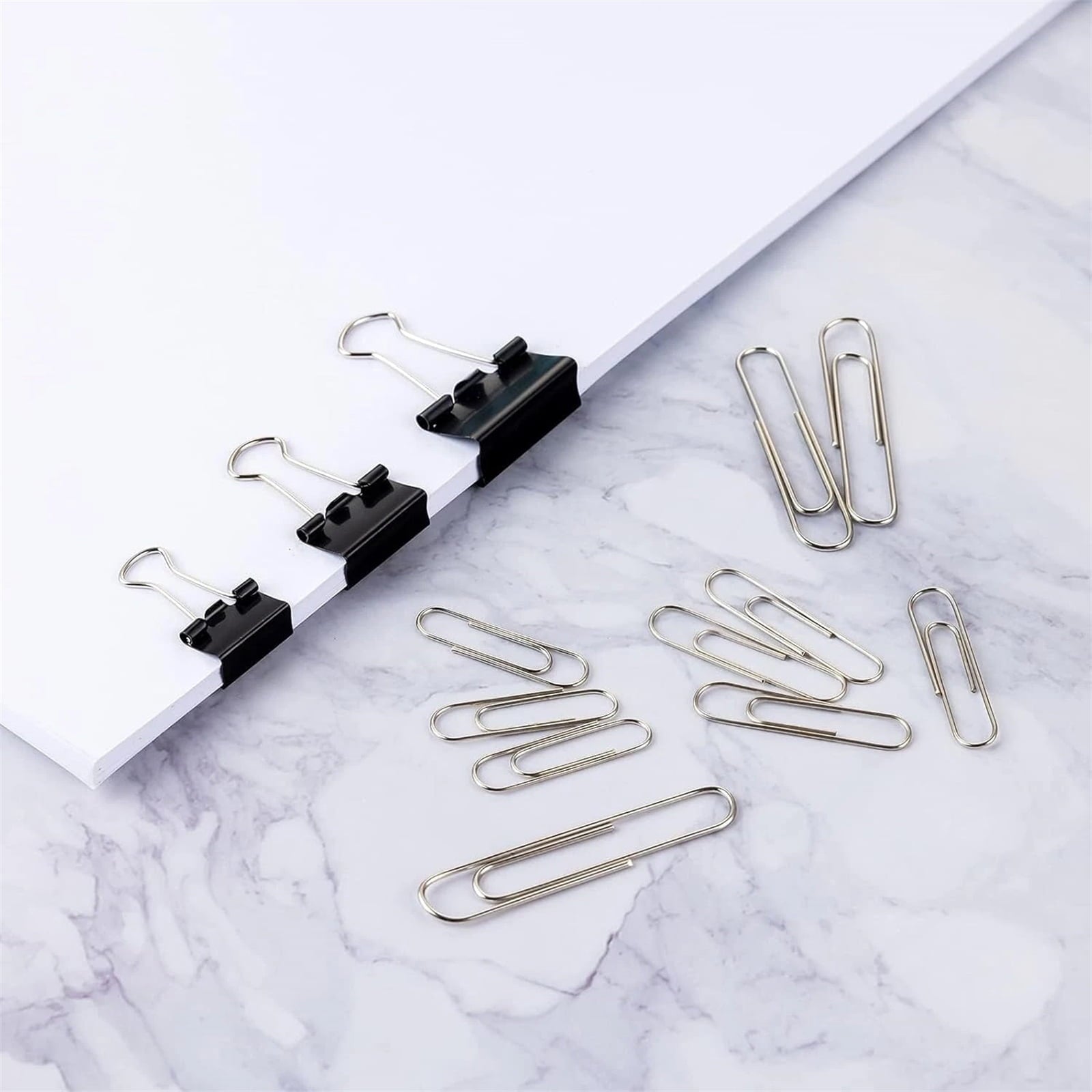 ATBXHZSZ 340 Count Binder Clips and Paper Clips Set Office Supplies, Assorted Sizes, Black