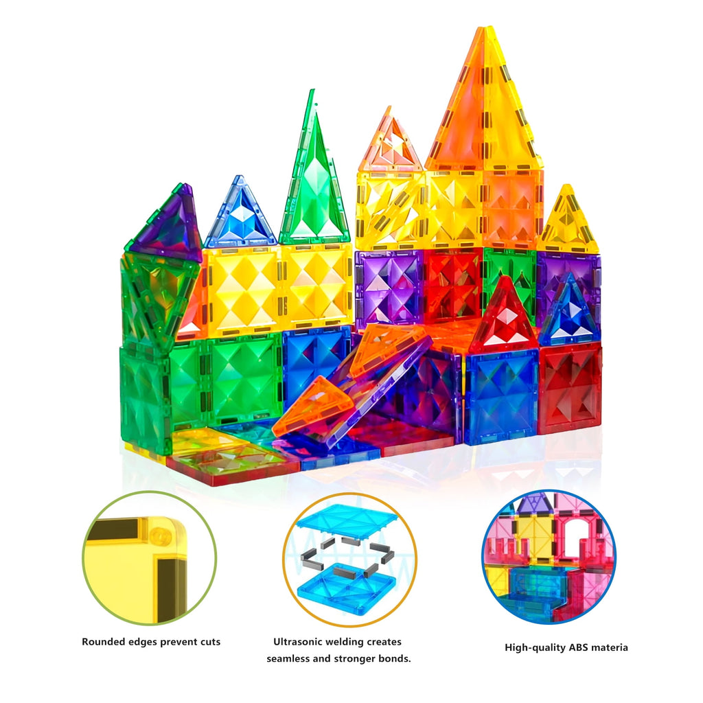 ATBXHZSZ 50Pcs Magnetic Tiles for Kids Magnetic Building Blocks STEM Learning Toys Educational Toddler Toys for 3-12 Years Old Boys Girls